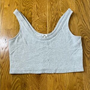 Aerie Gray Cropped Fitted Tank Top